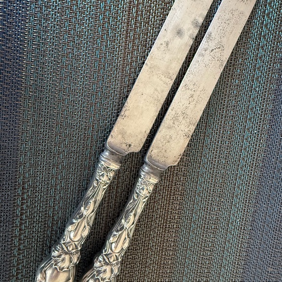 Art Nouveau Antique 2  sterling silver handle Gorham Virginia dinner knives - Picture 4 of 6